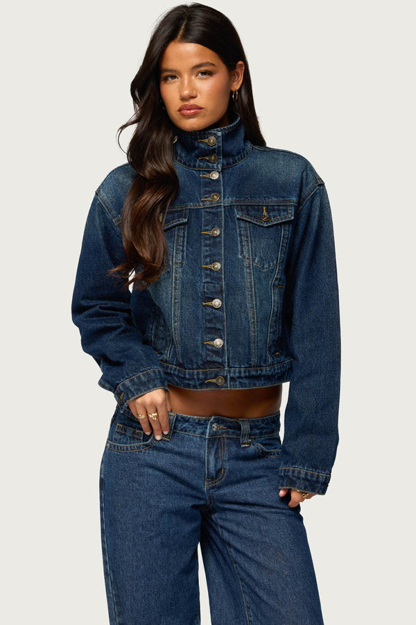 Tamy High Neck Denim Jacket view 1