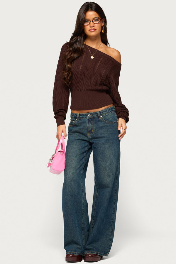 Grasey Off Shoulder Knit Sweater view 2