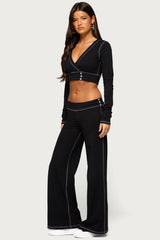 Kathrin Contrast Stitched Flared Pants