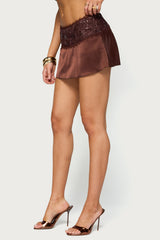 Kya Lacey Satin Effect Mini Skort