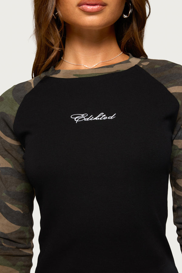Taye Camo Raglan Long Sleeve Top view 2