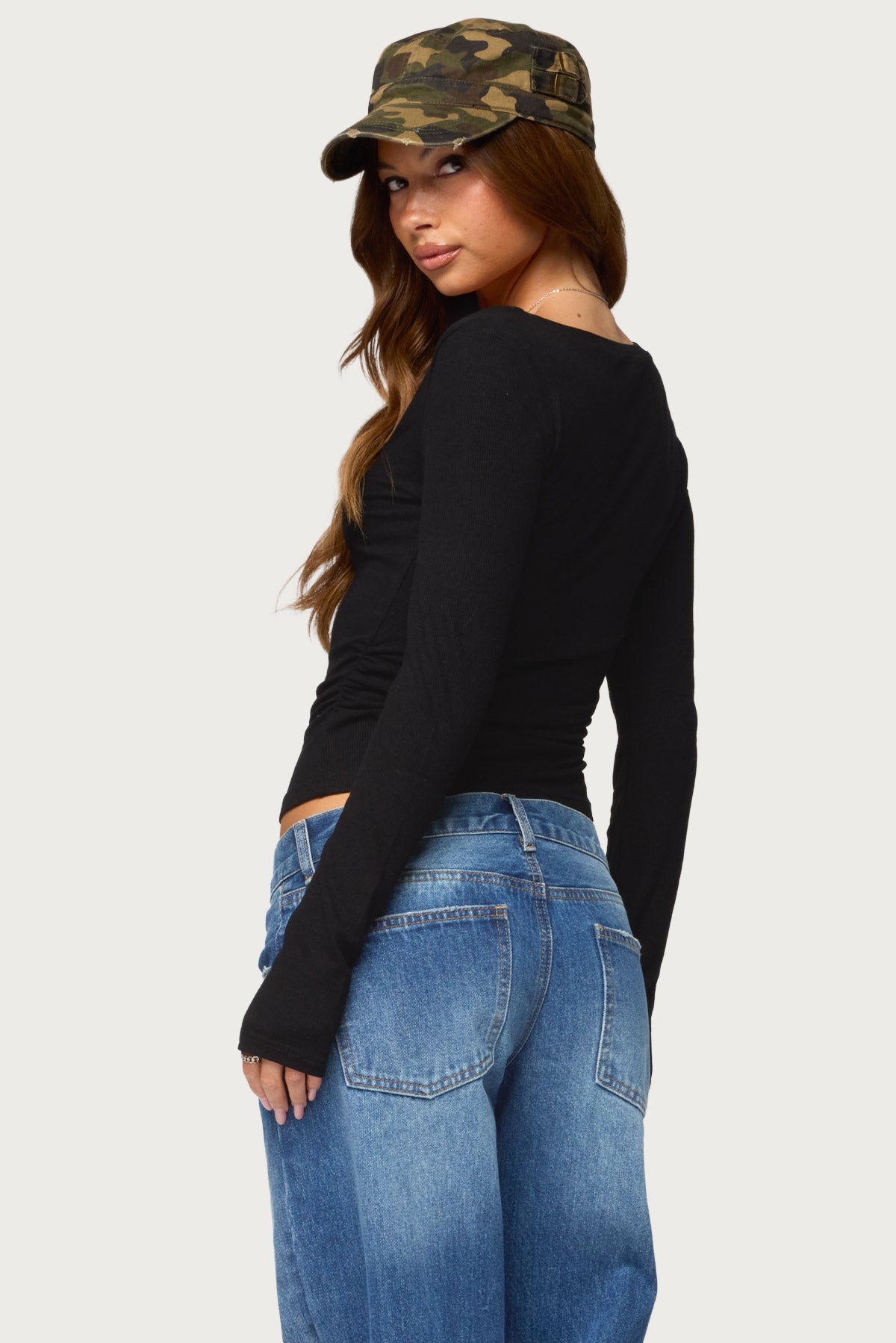 Jackee Lacey Ribbed Henley Top