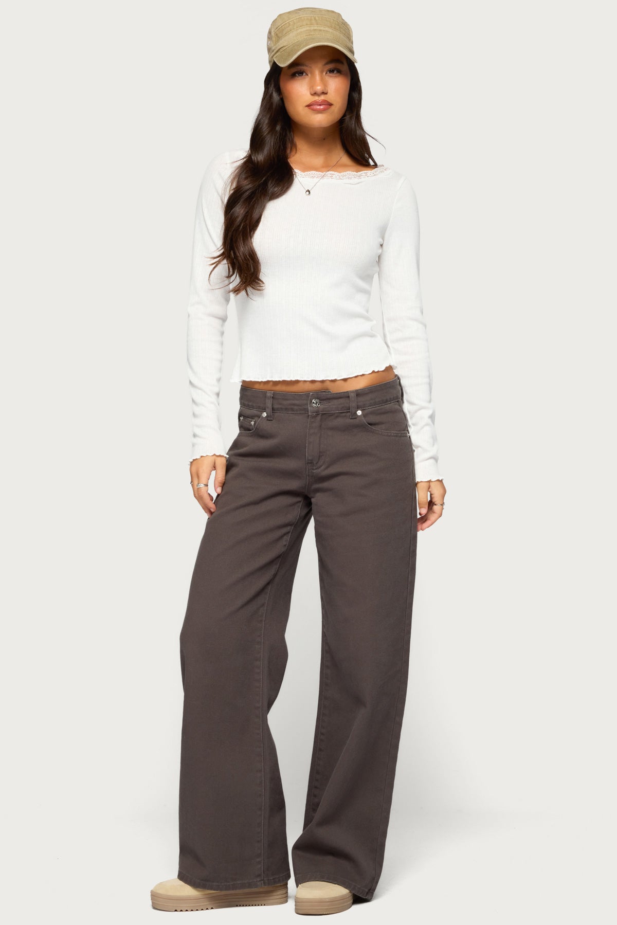 Jasmina Lacey Pointelle Long Sleeve Top