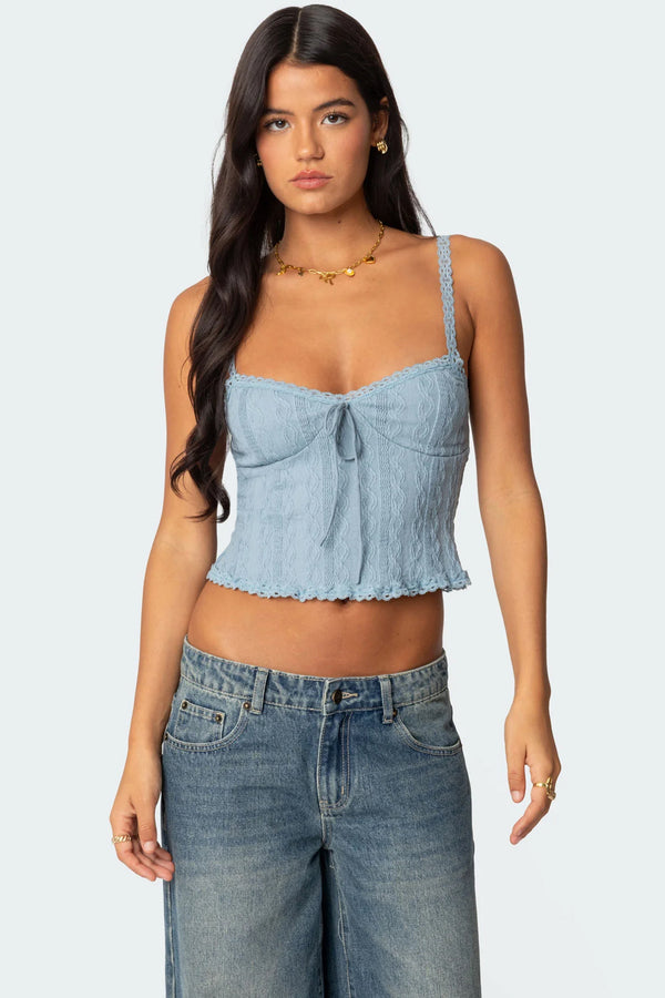 Lacey Knit Tank Top view 1