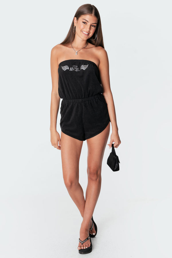Terry Angel Rhinestone Romper view 1