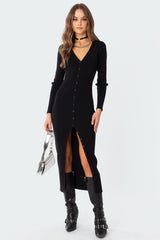 Jazlyn Knitted Button Up Maxi Dress
