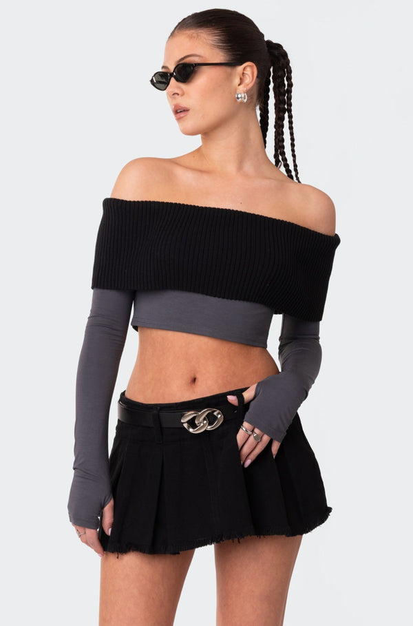 Alma Off Shoulder Half Knit Top view 1