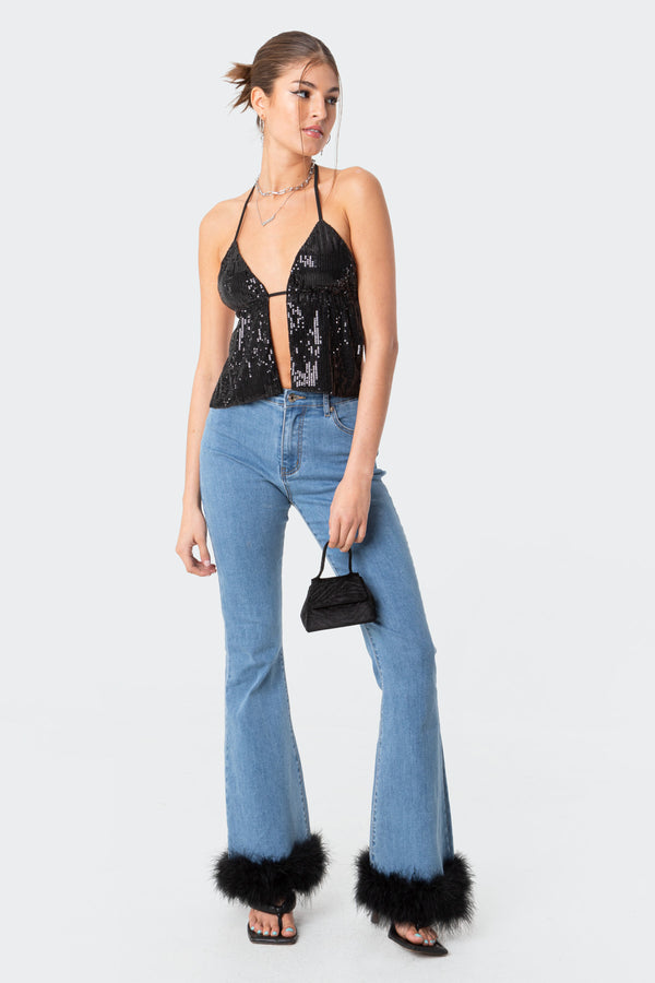 Estelle Open-Back Sequin Top view 2