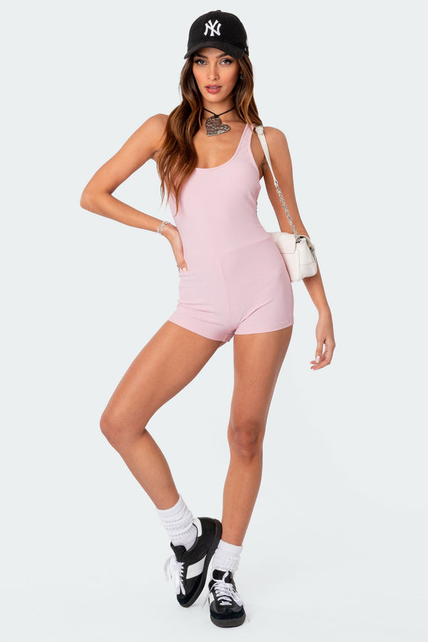 Drea Open Back Ribbed Romper view 2
