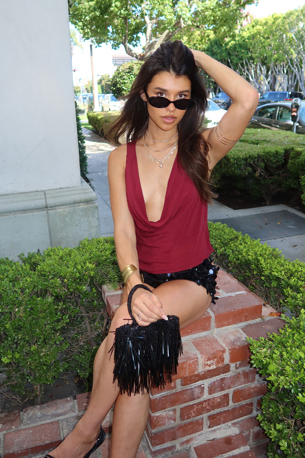 Denise Asymmetric Chiffon Cowl Neck Top view 1