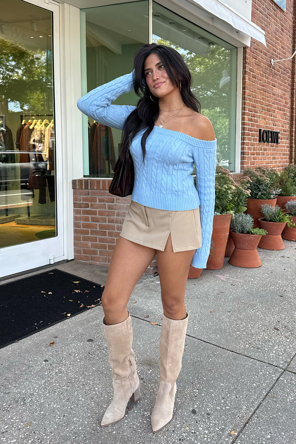 Taniza Off Shoulder Cable Knit Sweater view 1