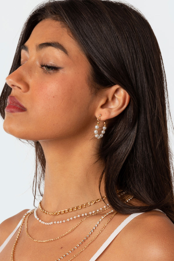 Pearl Hoop Earrings view 1