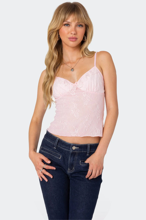 Angelina Sheer Lace Tank Top view 1