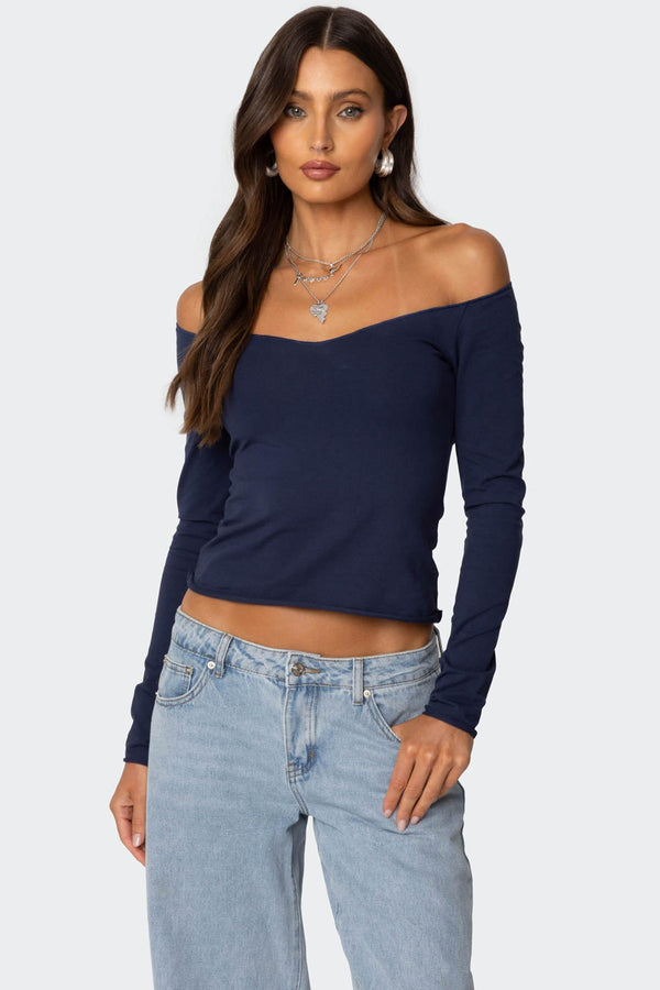 Nattie Off Shoulder V Neck Top view 1