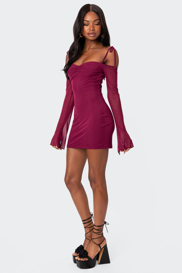 Ariel Off Shoulder Mesh Mini Dress view 2