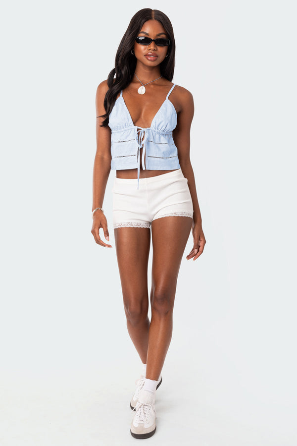 Candy Cotton Tie Front Tank Top view 2