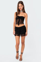 Solange Ruffle Mesh Tube Top