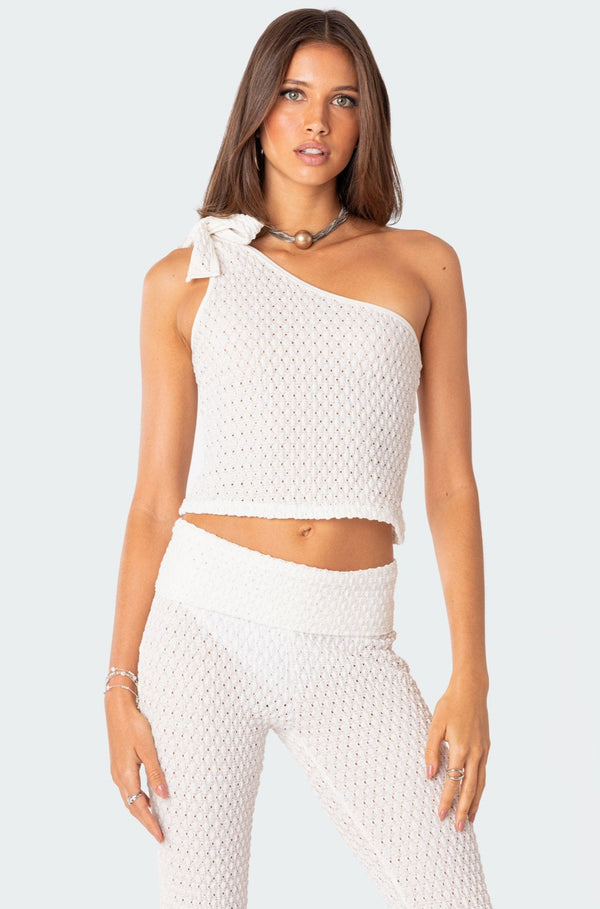 Amalia Textured Knit One Shoulder Top view 1
