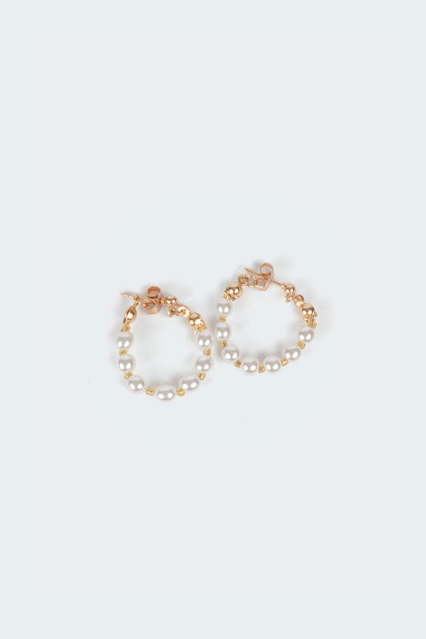 Pearl Hoop Earrings view 2