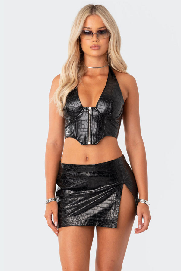 Lana Faux Croc Leather Corset view 1
