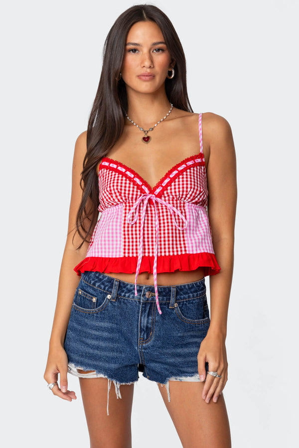 Joanne Mixed Gingham Tank Top view 1
