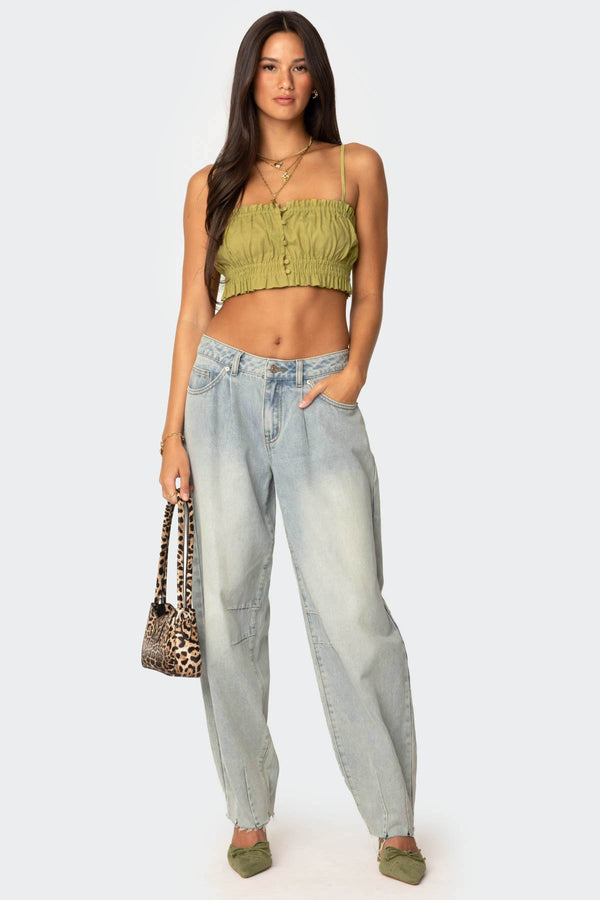 Alda Cropped Button Front Top view 2