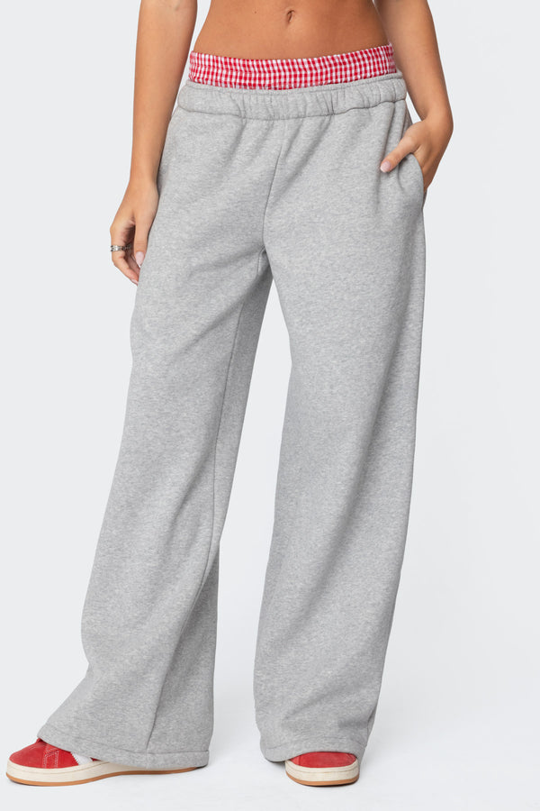 Gingham Boxer Detail Sweatpants view 2