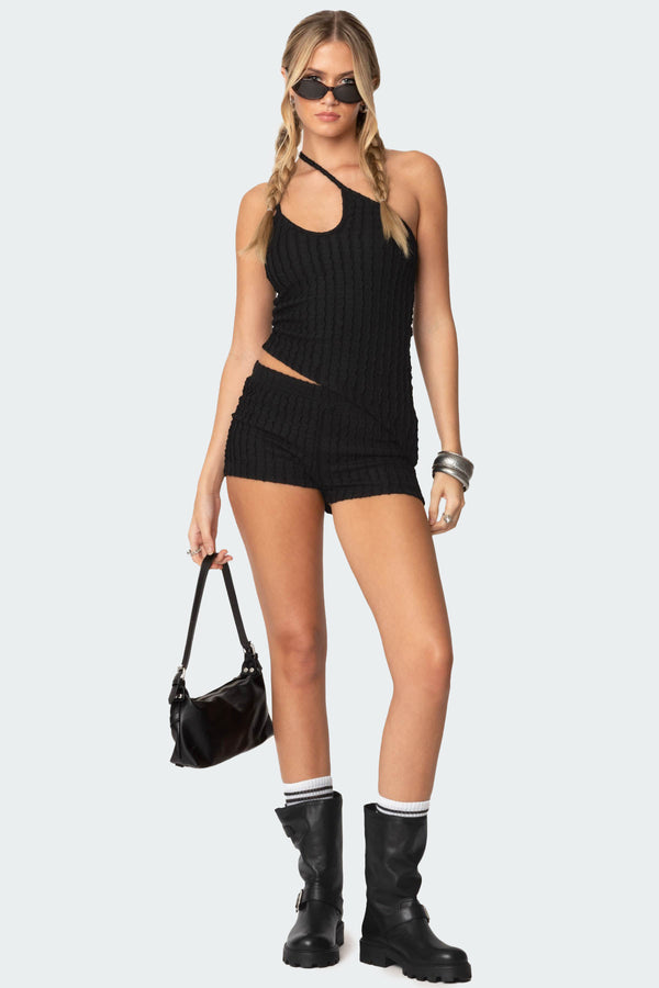 Phoebe Asymmetric Textured Knit Top view 2