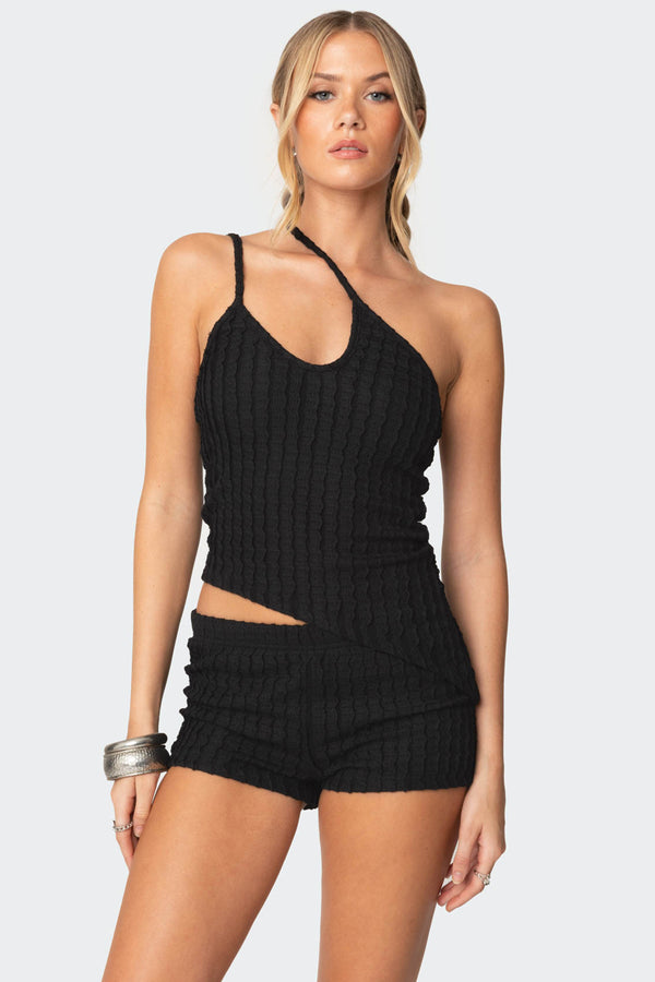 Phoebe Asymmetric Textured Knit Top view 1