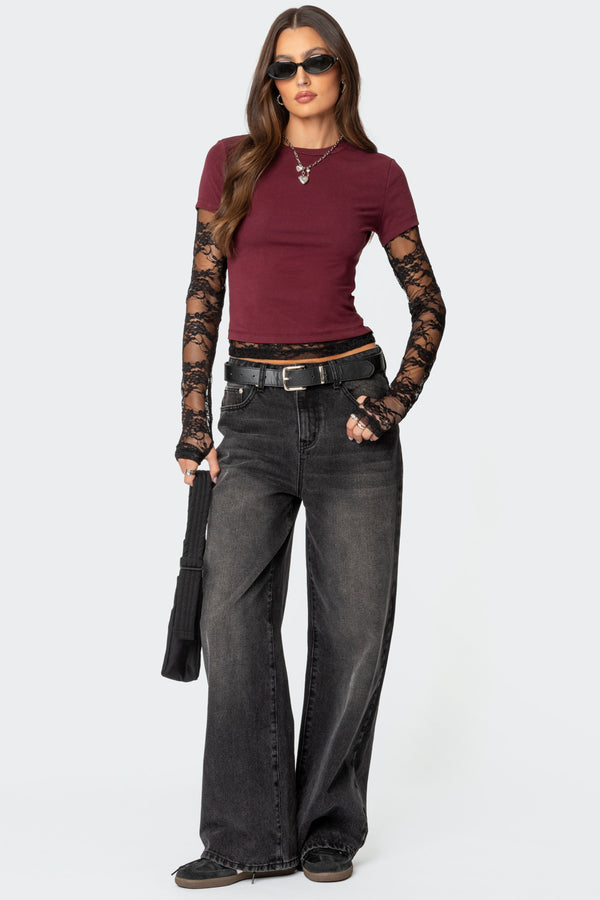 Layered Lace Sleeve Top view 2