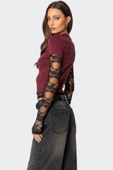 Layered Lace Sleeve Top