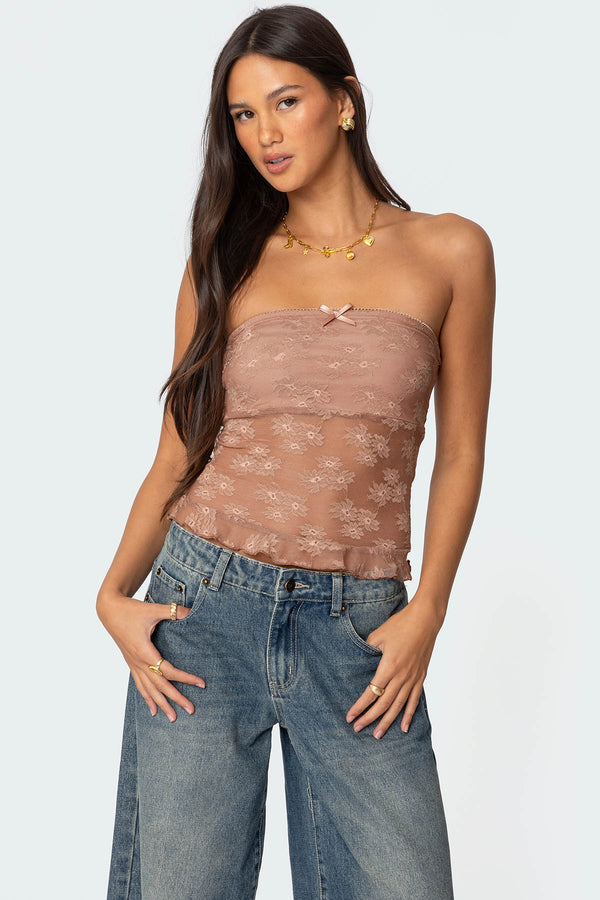 Ballet Sheer Lace Tube Top view 1