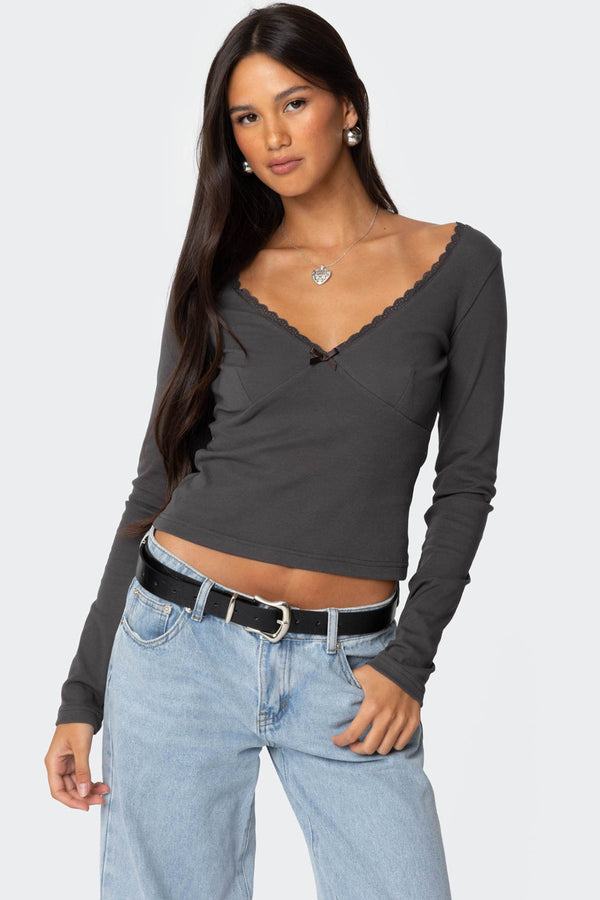 Adrienne Lace Trim Top view 1