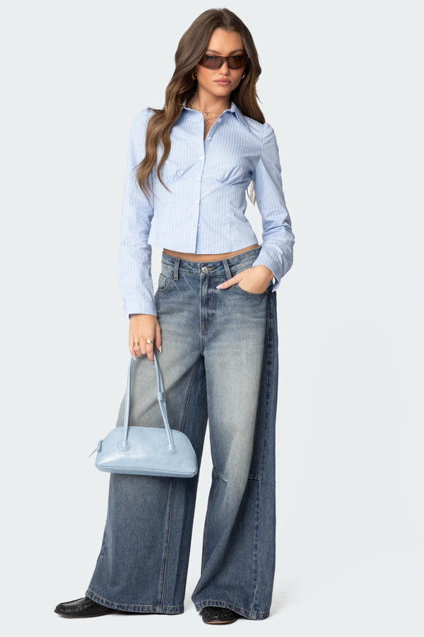 Tailored Pinstripe Button Up Shirt view 2