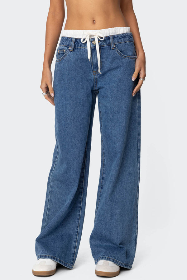 Boxer Detail Low Rise Baggy Jeans view 2