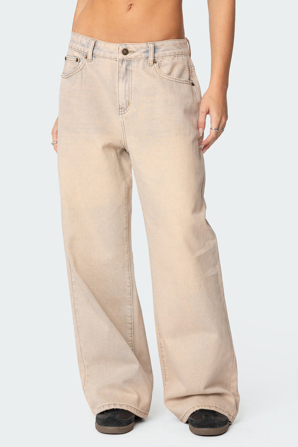 Dusty Washed Low Rise Baggy Jeans view 2
