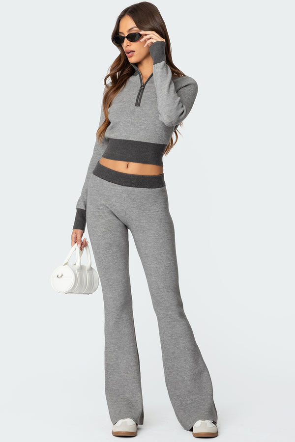 Lei Contrast Knit Flared Pants view 1
