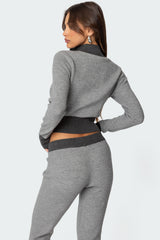 Lei Contrast Half Zip Knit Top