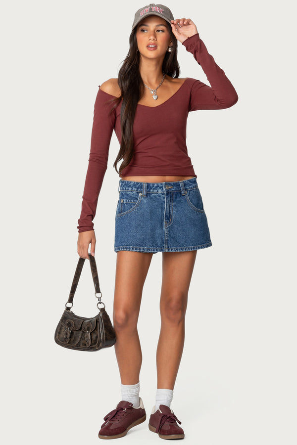 Nattie Off Shoulder V Neck Top view 2
