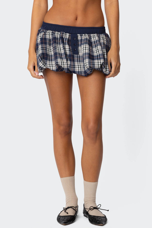 Dianna Plaid Bubble Mini Skort view 2