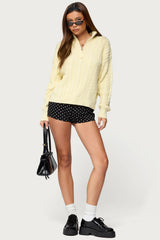 Sarie Cable Knit Quarter Zip Sweater