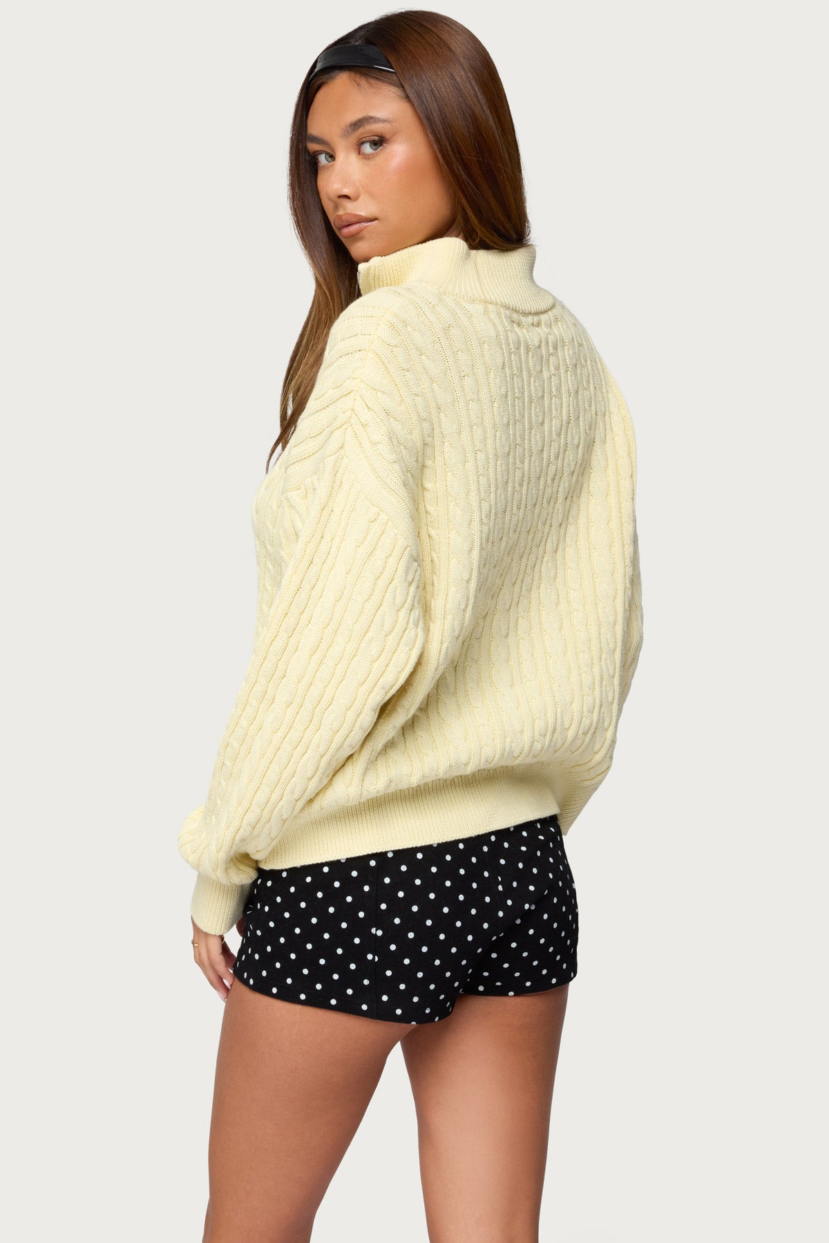 Sarie Cable Knit Quarter Zip Sweater