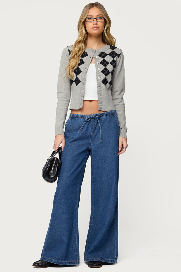 Vicky Tie Waist Low Rise Baggy Jeans view 1