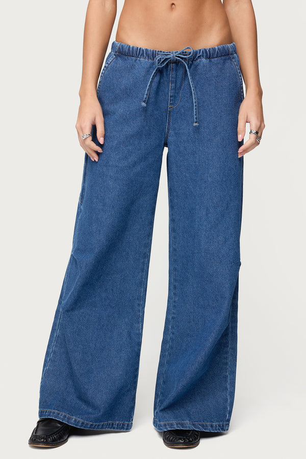 Vicky Tie Waist Low Rise Baggy Jeans view 2