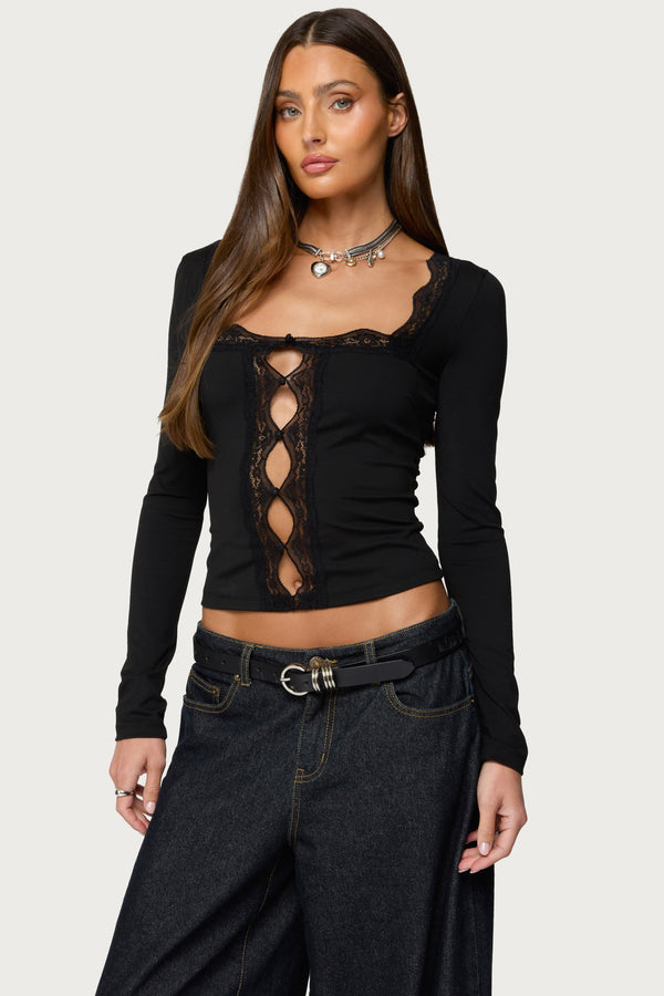 Zeya Lacey Keyhole Top view 1