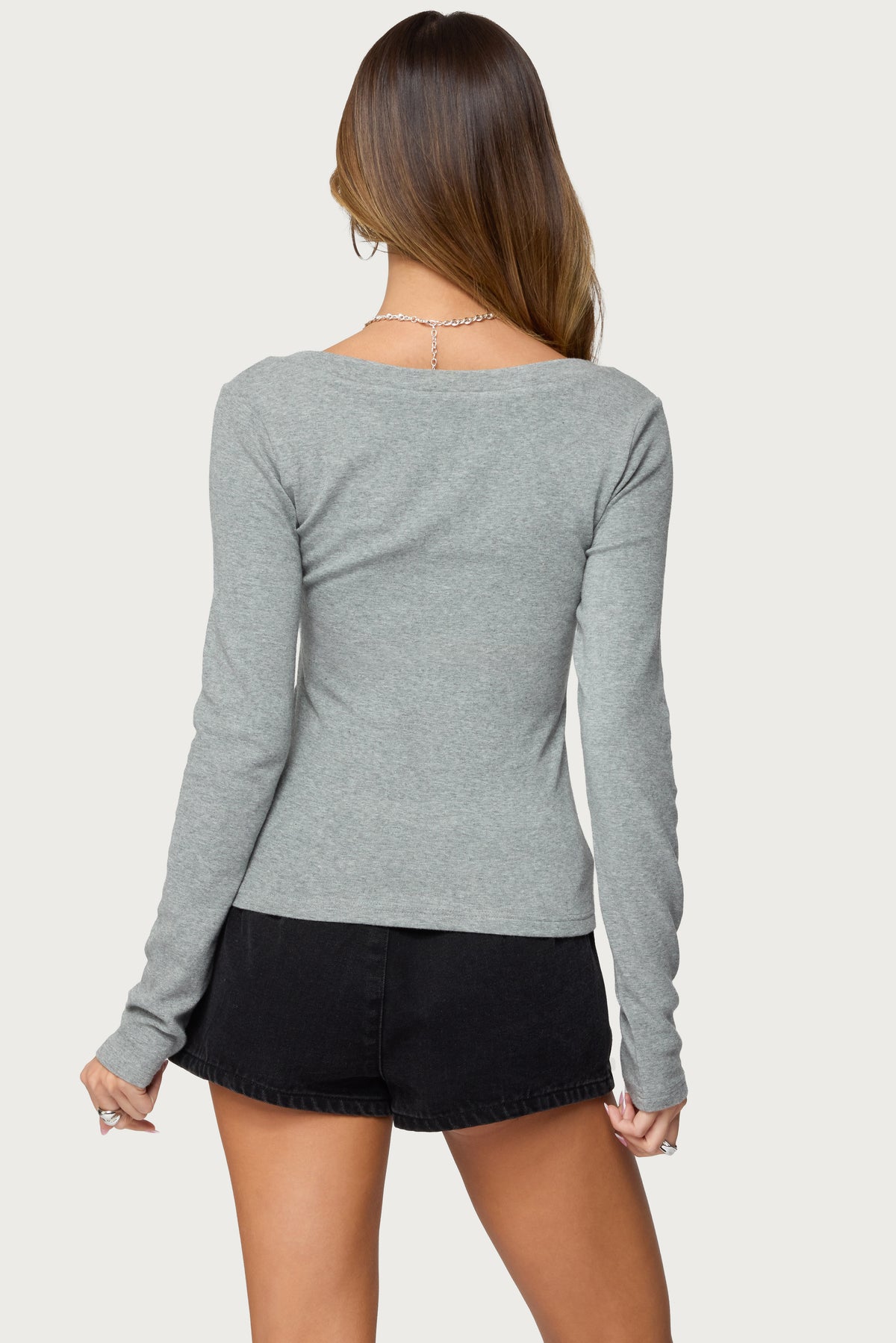 Larna V Neck Ribbed T Shirt