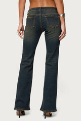 Tez Vintage Washed Low Rise Bootcut Jeans