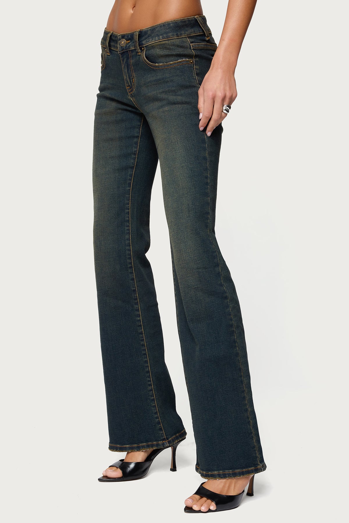 Tez Vintage Washed Low Rise Bootcut Jeans