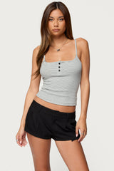 Striped Henley Tank Top