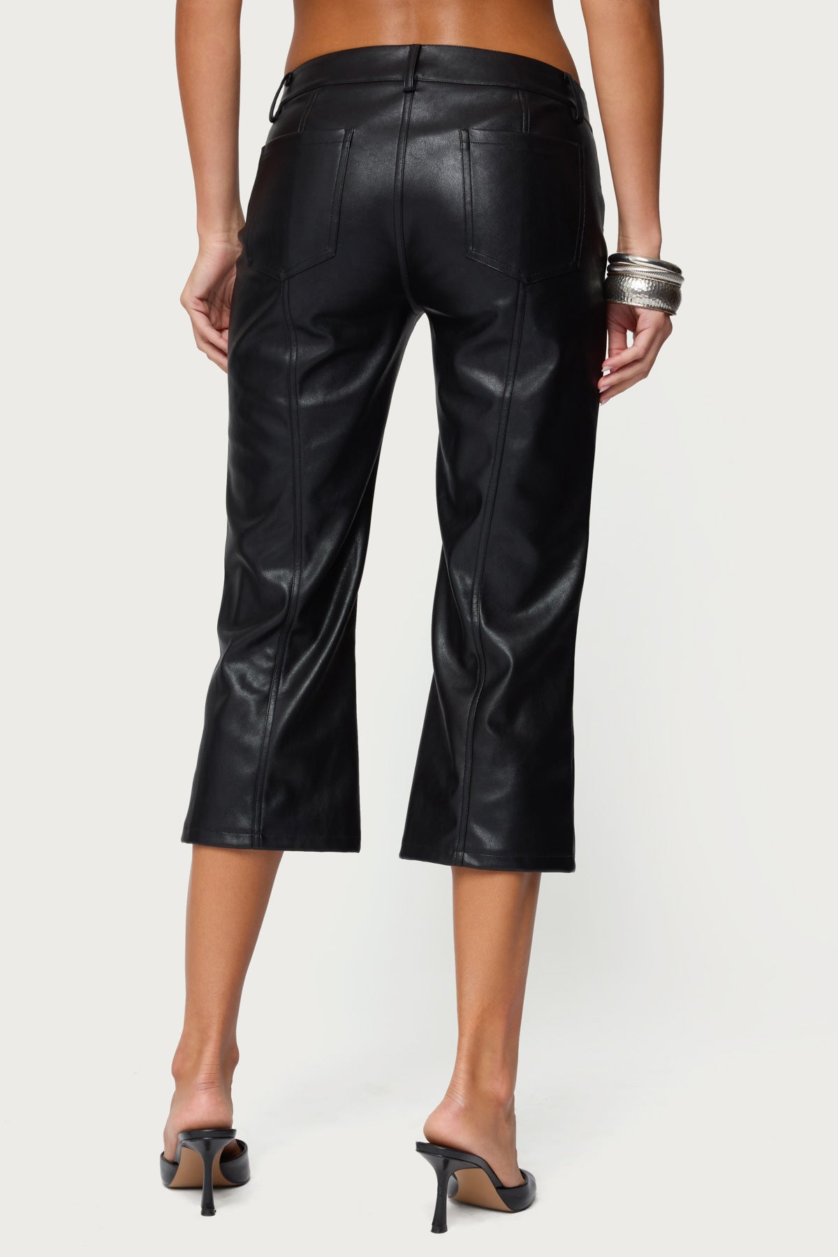 Lexy Faux Leather Flared Capri Pants